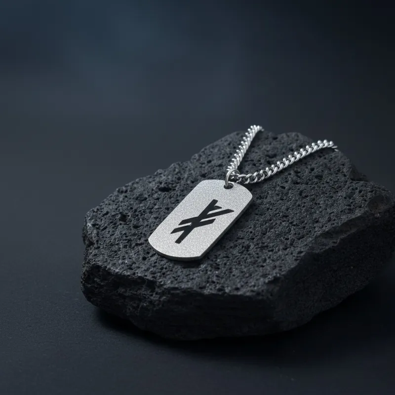 Edelstahl Kette mit Anhänger - Glück - sandgestrahlt