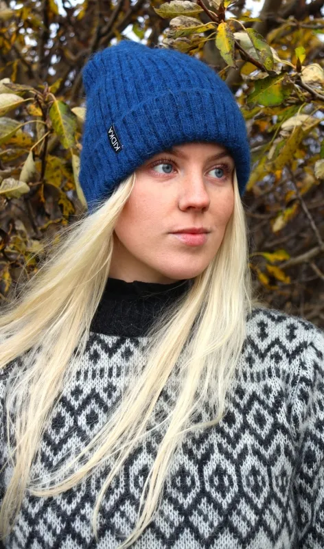 Fjallalopi Wollmütze - Ripp-Strickmütze - mehrere Farben