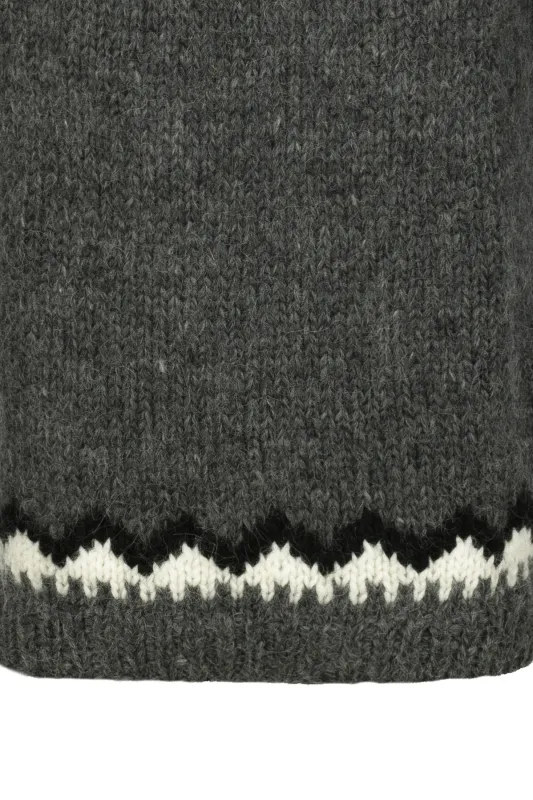 Damen Islandpullover - Handgestrickt - dunkel-grau