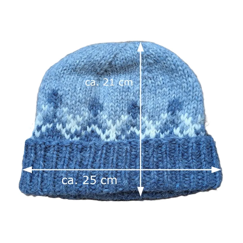 Isländische Wollmütze mit Umschlagrand - Hell-Blau