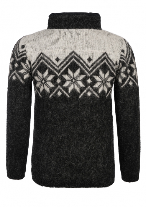 Wollpullover 009 - Troyer - schwarz kombi