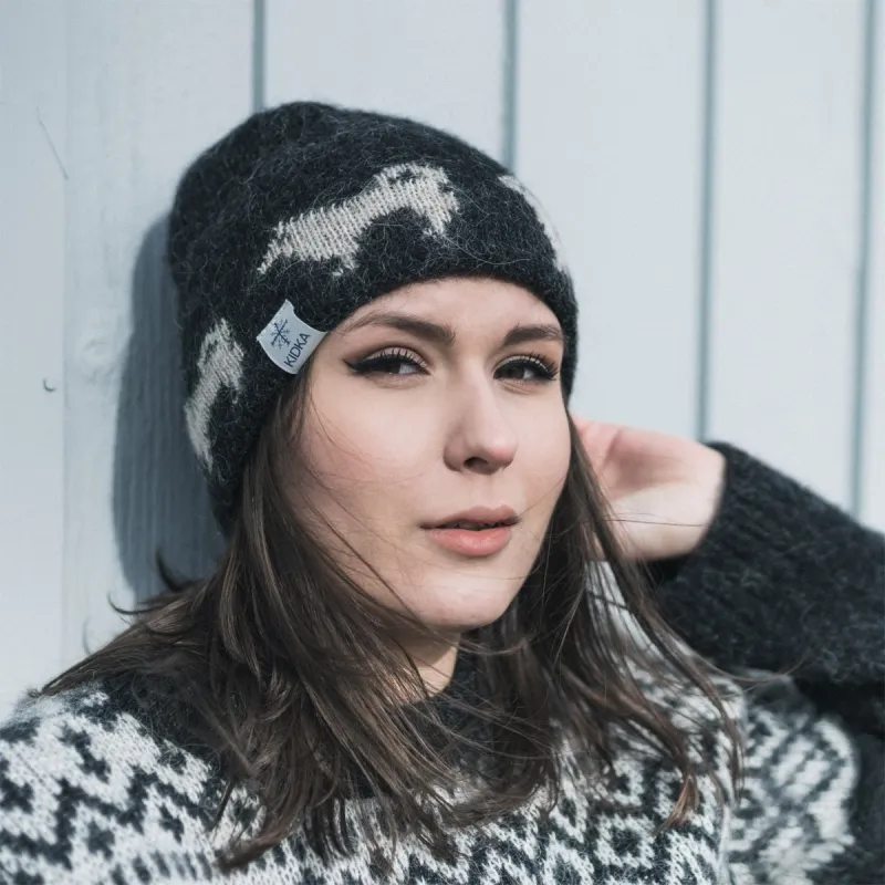 Wollmütze Islandhund - schwarz