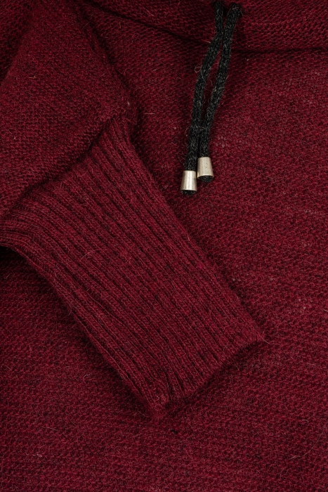 Strick-Poncho mit Kragen - bordeaux