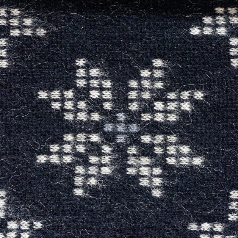 Wolldecke - 200 x 140 cm - Dunkel-Blau / Weiß