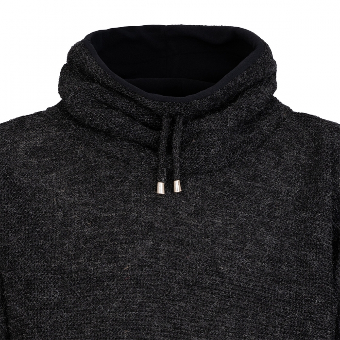 Kurz-Poncho mit Kragen - schwarz / schwarz