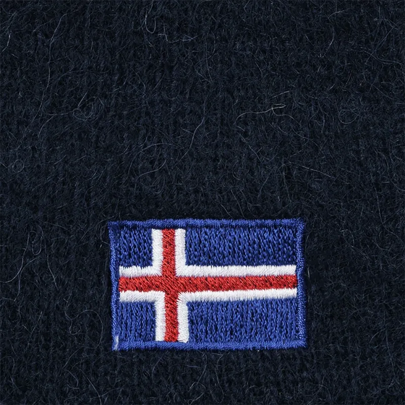 Wollmütze mit Islandflagge - dunkelblau