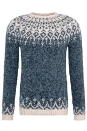 Handgestrickter Islandpullover - Nordur - Blau