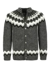 Isländischer Cardigan - Handgestrickt - grau