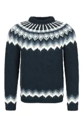 Herren Islandpullover - Handgestrickter Wollpullover - dunkelblau