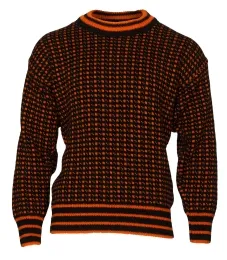 Norweger Wollpullover - Farbkombination orange / schwarz