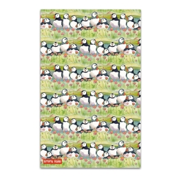 Geschirrtuch - Papageientaucher und Blumen