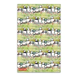 Geschirrtuch - Papageientaucher und Blumen