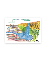 Island Magnet - Seljalandsfoss Wasserfall Illustration