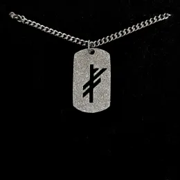 Edelstahl Kette mit Anhänger - Glück - sandgestrahlt