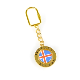 Runder Schlüsselanhänger - Islandflagge, Islandkarte - rotierend