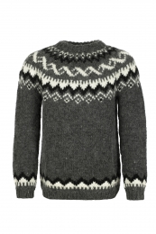 Damen Islandpullover - Handgestrickt - dunkel-grau