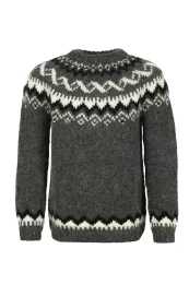 Damen Islandpullover - Handgestrickt - dunkel-grau