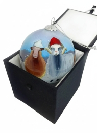 Mundgeblasene Weihnachtsbaumkugel aus Glas - Seyður - Färöer Schafe