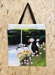 Tragetasche Lundi-Felsen - Baumwolltasche mit Papageitaucher-Motiv