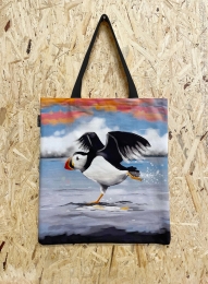 Tragetasche Papageientaucher in Eile - Baumwolltasche Puffin-Motiv