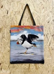Tragetasche Papageientaucher in Eile - Baumwolltasche Puffin-Motiv