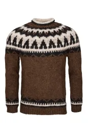 Handgestrickter Rollkragen-Pullover HSI-218 - schoko-braun