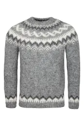 Herren Islandpullover - HSI-220 - Handgestrickt in Island - hellgrau