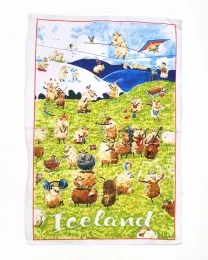 Geschirrtuch - Island-Schafe bei Freizeitaktivitäten